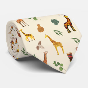 Cute Safari Africa Themed Giraffe Beige Tribal Krawatte