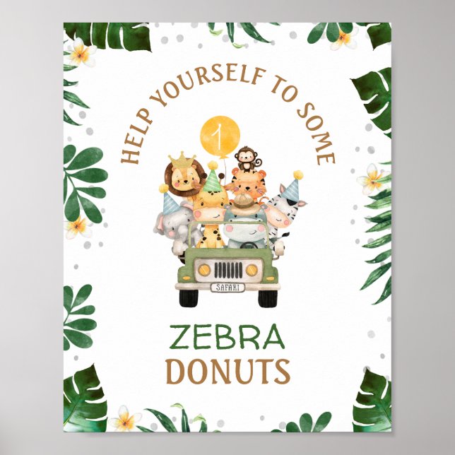 Cute Safari Animals Birthday Party Poster (Vorne)