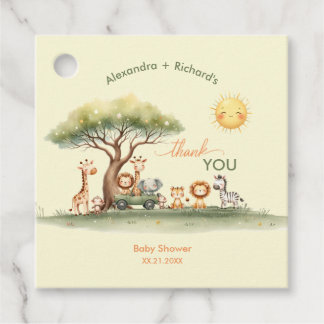 Cute safari animals gender neutral baby shower geschenkanhänger