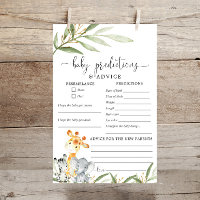 Cute safari animaux Baby pronostics carte de conse