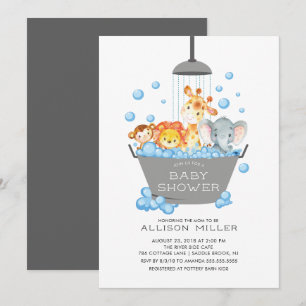 Cute Safari Animaux Douche Baby Invitation