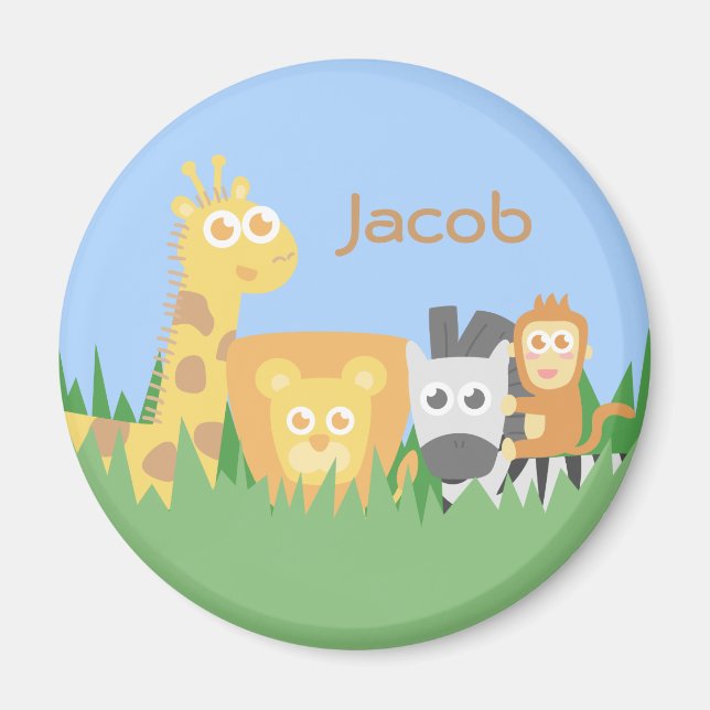 Cute Safari Animaux Enfants Magnet personnalisé (Devant)