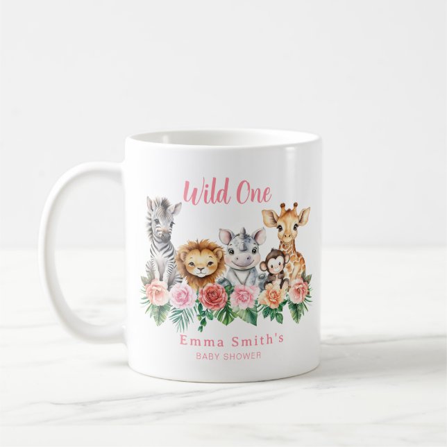 Cute Safari Animaux Fille Baby shower Mug - Jungle (Gauche)