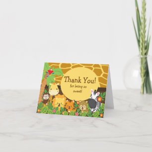 Cute Safari Animaux Merci Carte de note