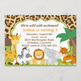 Cute Safari Invitation Animale
