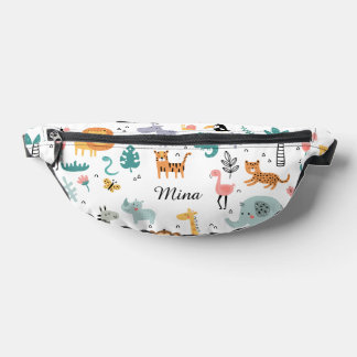 Cute Safari Jungle Animals Personalized Baby Name Bauchtasche