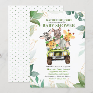 Cute Safari Jungle Animaux Baby shower Invitation