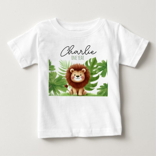 Cute Safari Lion Birthday Baby T-shirt (Vorderseite)