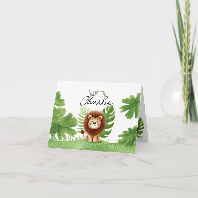 Cute Safari Lion Birthday Dankeskarte (Vorderseite)