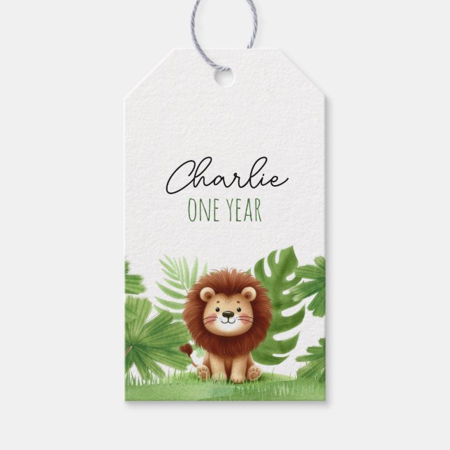 Cute Safari Lion Birthday Geschenkanhänger (Vorderseite)