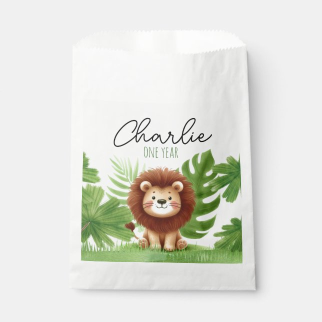 Cute Safari Lion Birthday Geschenktütchen (Vorderseite)