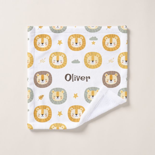 Cute Safari Lion Face Motif Personnalisé (Gant de toilette)