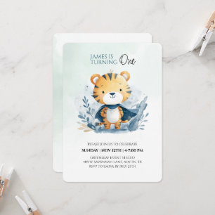 Cute Safari Tiger 1er Invitation anniversaire