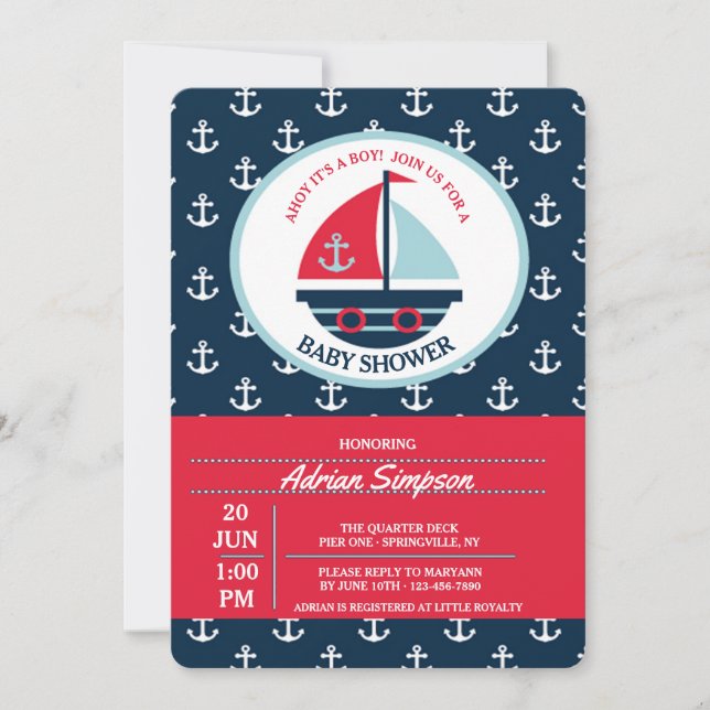 Cute Sailboat Invitation (Devant)