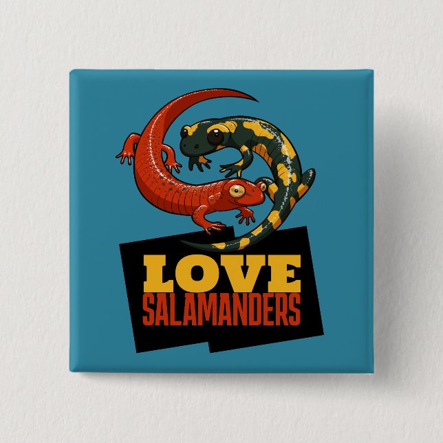 Cute Salamander Love Salamanders Fan Cartoon Button (Vorderseite)