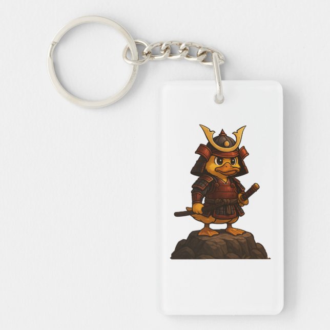 Cute Samurai Duck Keychain – Japanese Warrior Duck (Devant)