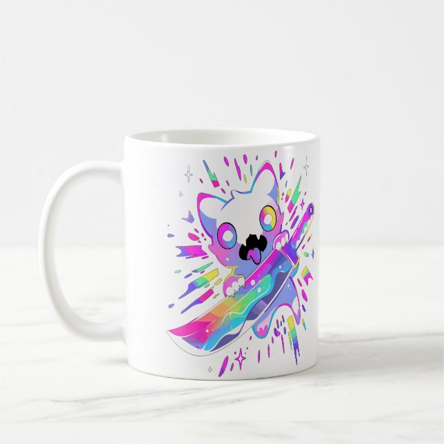 Cute Samurai Party Cat Edm Festival Rave Kaffeetasse (Links)