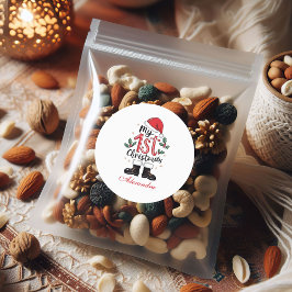 Cute Santa Baby 1st Christmas Runder Aufkleber