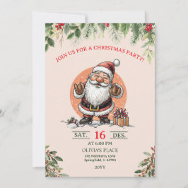 Cute Santa Christmas Party Invitation  Einladung