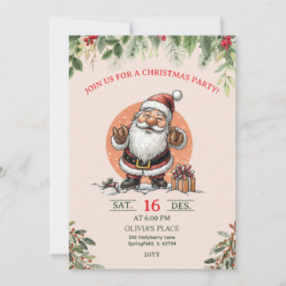 Cute Santa Christmas Party Invitation  Einladung