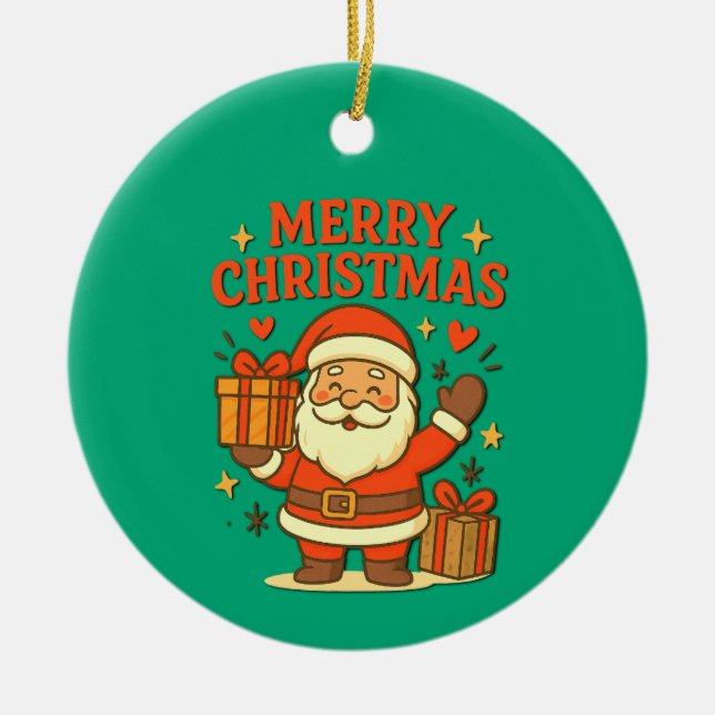  Cute Santa Claus Christmas Art –  Merry Christmas Keramik Ornament (Vorne)