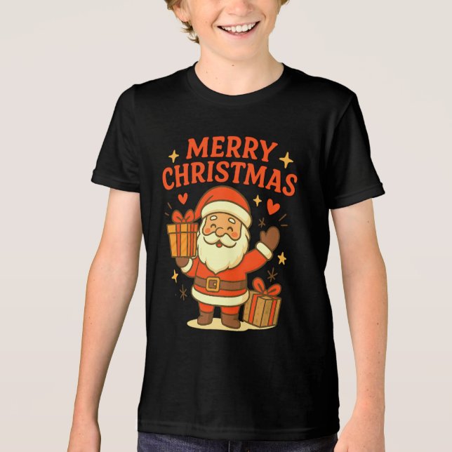  Cute Santa Claus Christmas Art –  Merry Christmas Tri-Blend Shirt (Vorderseite)
