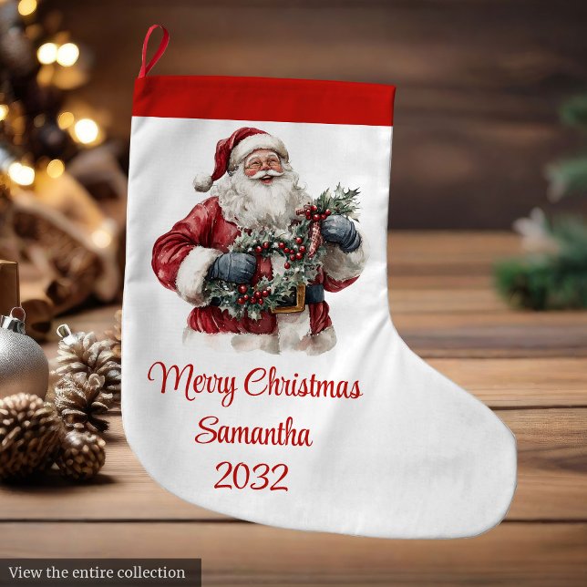 Cute Santa Claus Kids Festive Merry Christmas  Großer Weihnachtsstrumpf (Cute Santa Claus Kids Festive Merry Christmas Stocking)