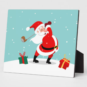 Cute Santa Claus plays Golf Fotoplatte