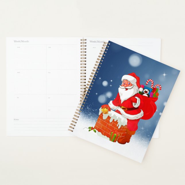 Cute Santa Claus with Gift Bag Christmas Snow Star Planer (Anzeige)