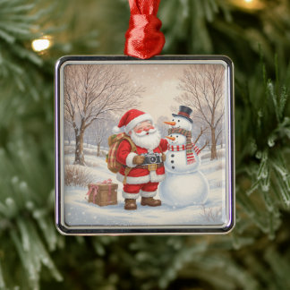 Cute Santa Fotograf anpassen Ornament Aus Metall