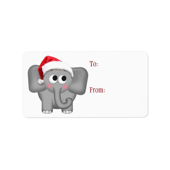 Cute Santa Hat Elephant - Étiquettes cadeaux de No (Devant)