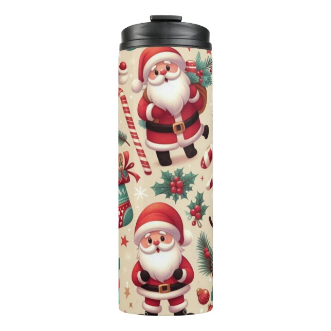 Cute Santa & Reindeer Holiday Tumblr – Gift Idea Thermosbecher (Vorderseite)