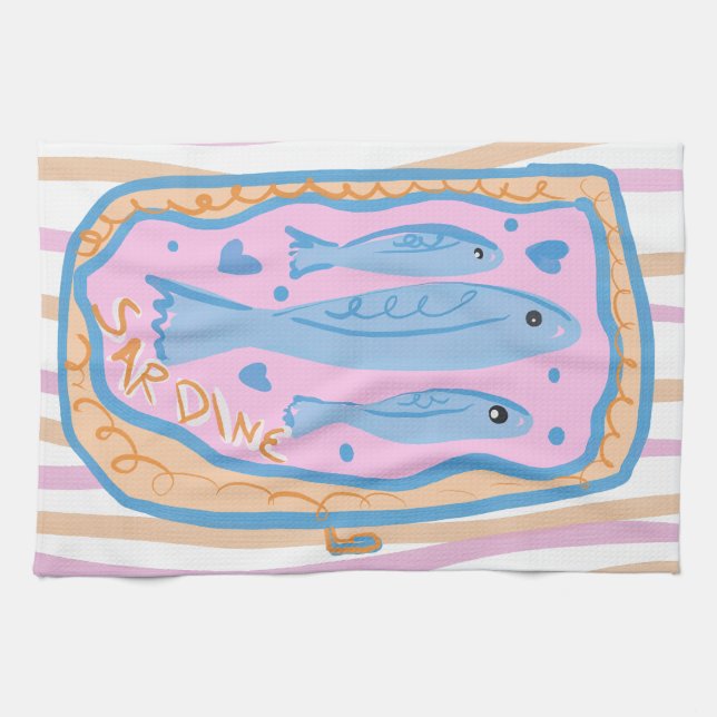 Cute Sardine Art Geschirrtuch (Horizontal)