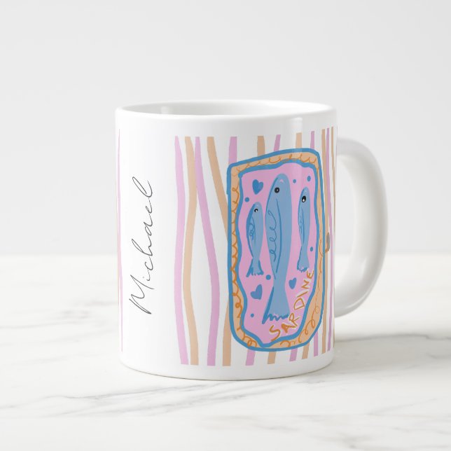 Cute Sardine Art Jumbo-Tasse (Vorderseite Rechts)