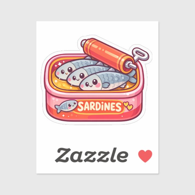 Cute Sardines Can Pink Orange Aufkleber (Blatt)