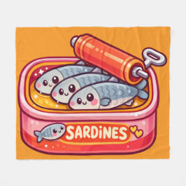 Cute Sardines Fish Cartoon Fleecedecke