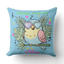 Cute "Sassy Parrot Vibes" Décor Tropical Coussin