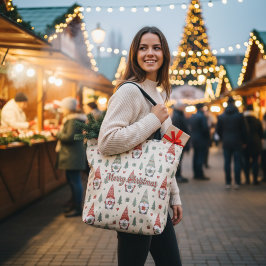 Cute Scandinavian Christmas Gnome Tote Bag Tasche