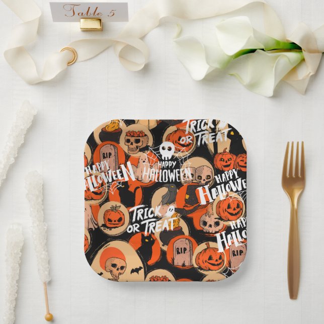  Cute & Scary Halloween Spooky vibes  Pappteller (Hochzeit)