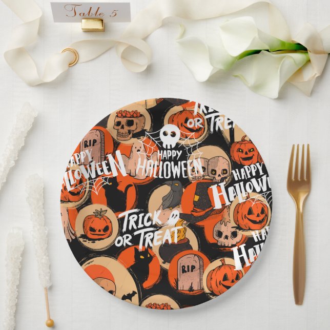  Cute & Scary Halloween Spooky vibes  Pappteller (Hochzeit)