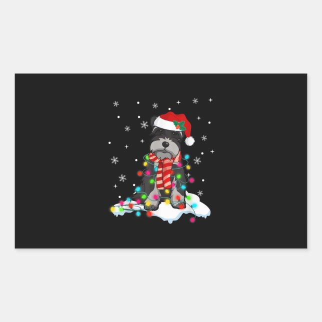 Cute Schnauzer Christmas Rechteckiger Aufkleber (Vorderseite)