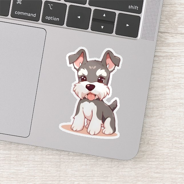 Cute Schnauzer Custom-Cut Vinyl Sticker (Detail)