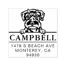 Cute Schnauzer Custom Dog Address Stamp 