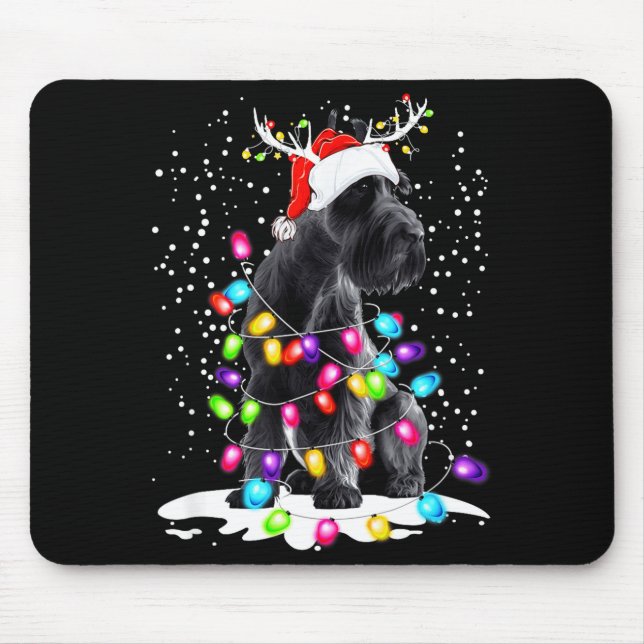 Cute Schnauzer With Christmas Lights  Mousepad (Vorne)