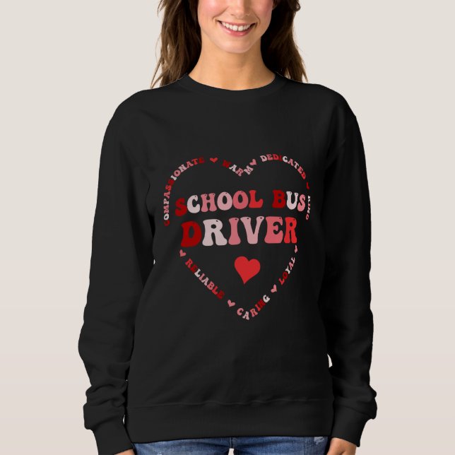 Cute School Bus Driver Valentines Day Heart Sweatshirt (Vorderseite)