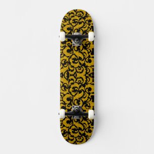 Cute schwarze goldene nahtlose Blumenmuster Case-M Skateboard