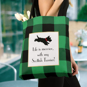 Cute Scottie Chien Buffalo Plaid Sac fourre-tout v