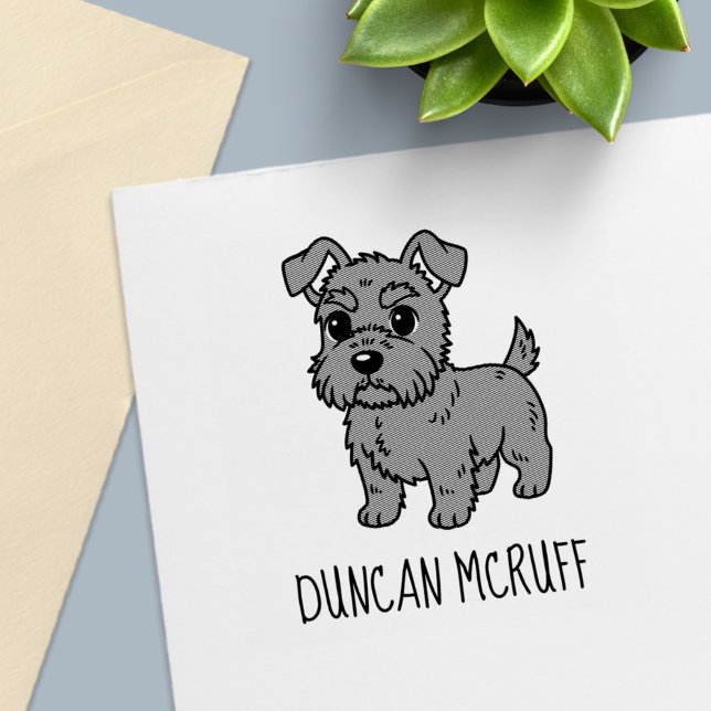 Cute Scottish Terrier Dog Custom Name Permastempel (Von Creator hochgeladen)