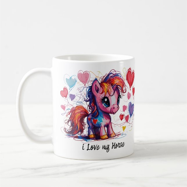 Cute Scribble Pony 1 Kaffeetasse (Links)