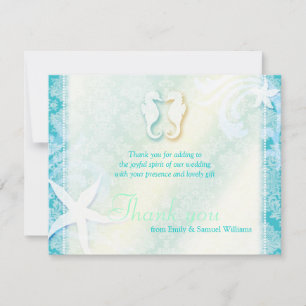 Cute Sea Horse Couple Mariage Merci